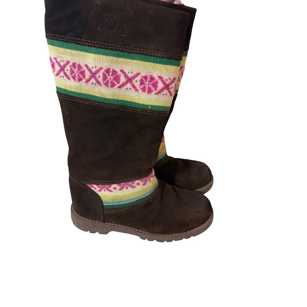 CAT Caterpillar Boho Walking Machines Brown Suede Boho Woven Tall Boots Womens 7